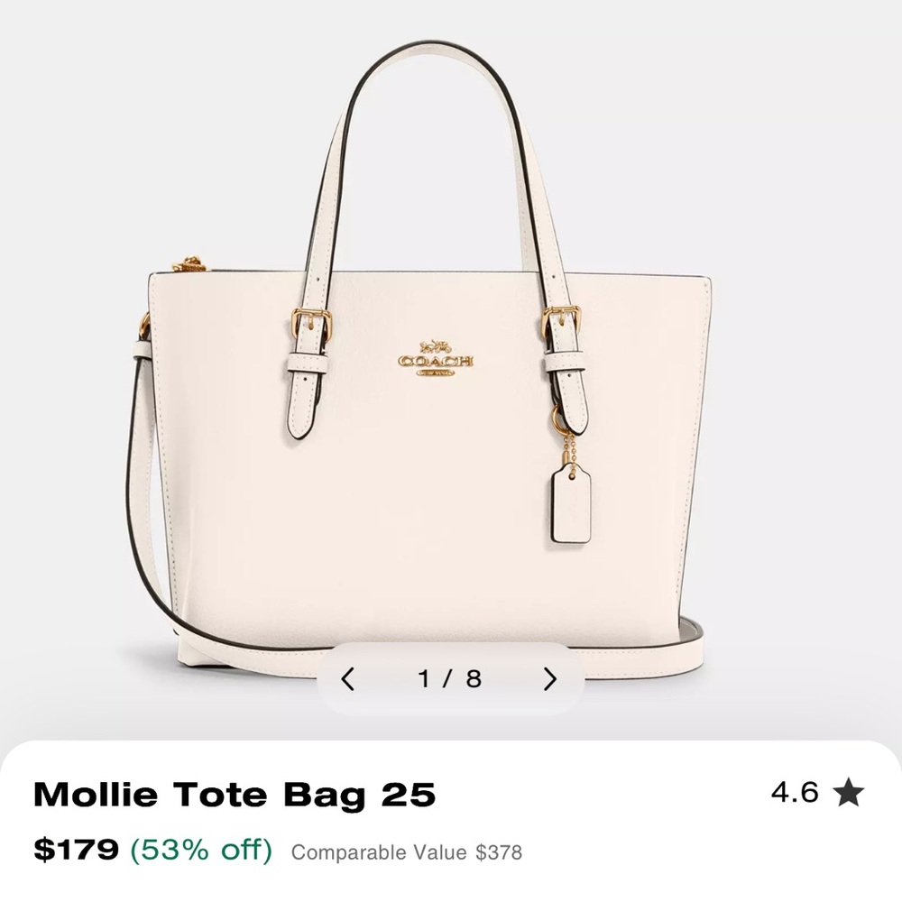Coach Mollie Tote Bag in Chalk